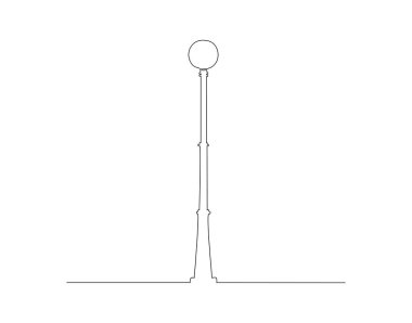 Spotlight Sokak Işığı 'nın kesintisiz çizimi. Bir sıra sokak lambası. Lamba Devamlılık Çizgisi Sanatı. Düzenlenebilir Özet.