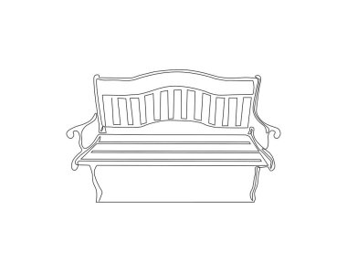 Park 'taki Bench' in durmaksızın çizdiği çizgi. Bir sıra benç. Bench Park Süreklilik Çizgisi Sanatı. Düzenlenebilir Özet.