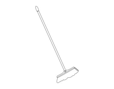 Süpürge Çizgisi 'nin Sürekli Çizimi. Bir sıra süpürge. Süpürge Temizleyici Devamlılık Hattı Sanatı. Düzenlenebilir Özet.