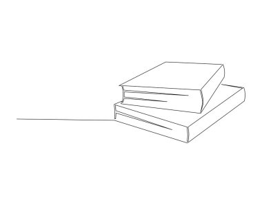 Devamlı kitap çizimi. Bir satır açık kitap var. Kitap Devamlılık Çizgisi Sanatı. Düzenlenebilir Özet.
