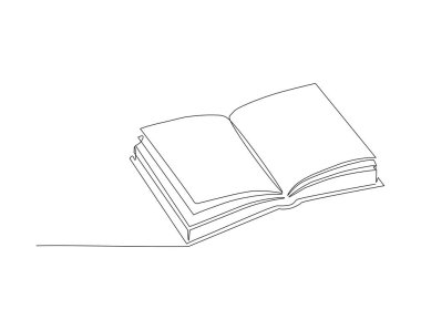 Devamlı kitap çizimi. Bir satır açık kitap var. Kitap Devamlılık Çizgisi Sanatı. Düzenlenebilir Özet.