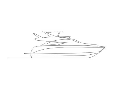 Devamlı Yat Çizgisi çizimi. Bir sıra Lüks Yat. 