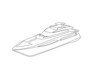 Devamlı Yat Çizgisi çizimi. Bir sıra Lüks Yat. 