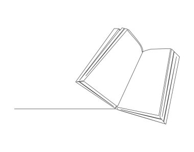Açık Kitabın Sürekli Çizgisi. Bir satır açık kitap var. Kitap Devamlılık Çizgisi Sanatı. Düzenlenebilir Özet.