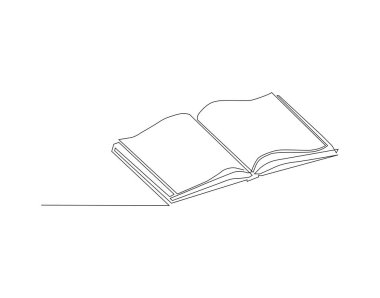 Açık Kitabın Sürekli Çizgisi. Bir satır açık kitap var. Kitap Devamlılık Çizgisi Sanatı. Düzenlenebilir Özet.