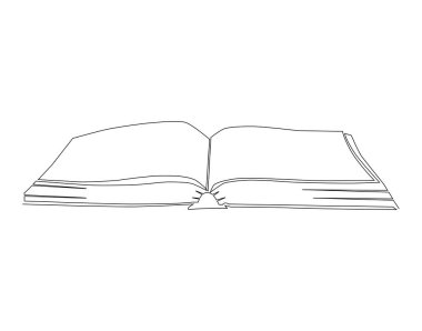 Açık Kitabın Sürekli Çizgisi. Bir satır açık kitap var. Kitap Devamlılık Çizgisi Sanatı. Düzenlenebilir Özet.