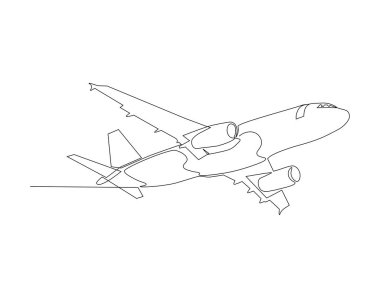 Uçak Uçuşunun Sürekli Çizgisi. Bir sıra uçak ulaşımı. Uçak Süreklilik Çizgisi Sanatı. Düzenlenebilir Özet.