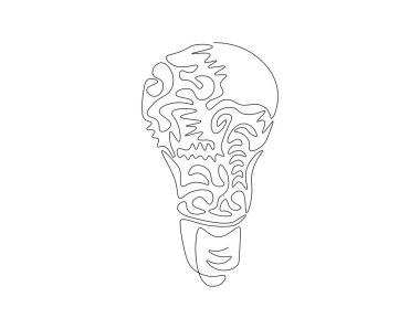 Continuous Line Drawing Of Bulb Lamp. One Line Of Electric Light Bulb. Bulb Lamp Continuous Line Art. Editable Outline. clipart