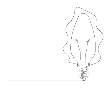 Lambanın aralıksız çizimi. Bir sıra elektrik ampulü. Ampul lambası Devamlı Hat Sanatı. Düzenlenebilir Özet.