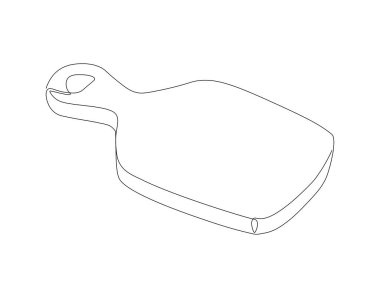 Kesme tahtasının kesintisiz çizimi. Bir sıra Yemek Malzemeleri Konsepti. Kesme tahtası kesintisiz hat sanatı. Düzenlenebilir Özet.