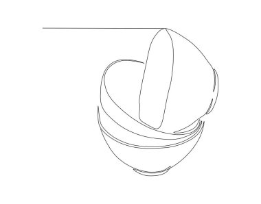 Aralıksız Kase Yığını Çiziyor. Bir sıra kase. Mutfak eşyaları konsepti Devamlılık Çizgisi Sanatı. Düzenlenebilir Özet.