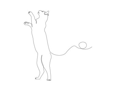 Devamlı kedi çizimi. Bir sıra şirin kedi. Sevimli hayvan konsepti sürekli çizgi sanatı. Düzenlenebilir özet.