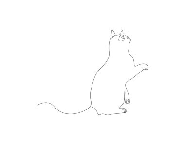 Devamlı kedi çizimi. Bir sıra şirin kedi. Sevimli hayvan konsepti sürekli çizgi sanatı. Düzenlenebilir özet.