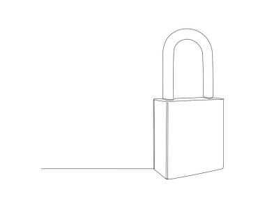 Sürekli asma kilit çizgisi. Bir sıra kilit. Asma kilit sürekli hat sanatı. Düzenlenebilir özet