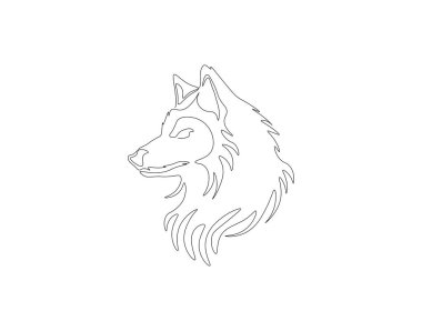 Devamlı kurt kafası çizimi. Bir sıra kurt kafası. Memeliler hayvan konsepti sürekli çizgi sanatı. Düzenlenebilir özet