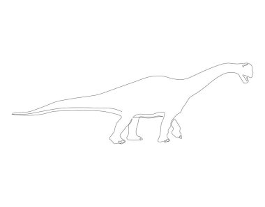 Brontosaurus 'un durmaksızın çizdiği çizgi. Bir sıra brontozor. Dinozor konsepti sürekli çizgi sanatı. Düzenlenebilir özet