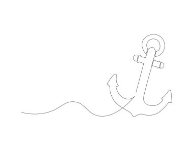 Devamlı deniz çapası çizgisi. Bir sıra deniz çapası. Deniz elementi konsepti sürekli çizgi sanatı. Düzenlenebilir özet.