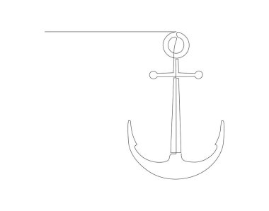 Devamlı deniz çapası çizgisi. Bir sıra deniz çapası. Deniz elementi konsepti sürekli çizgi sanatı. Düzenlenebilir özet.