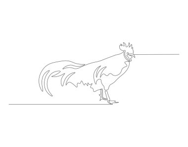 Sürekli horoz tavuğu çizimi. Bir sıra horoz tavuğu. Kümes hayvanları konsepti sürekli çizgi sanatı. Düzenlenebilir özet.