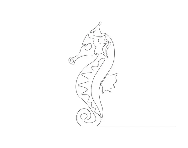 Continuous Line Drawing Seahorse One Line Seahorse Marine Animal Concept — Stock Vector