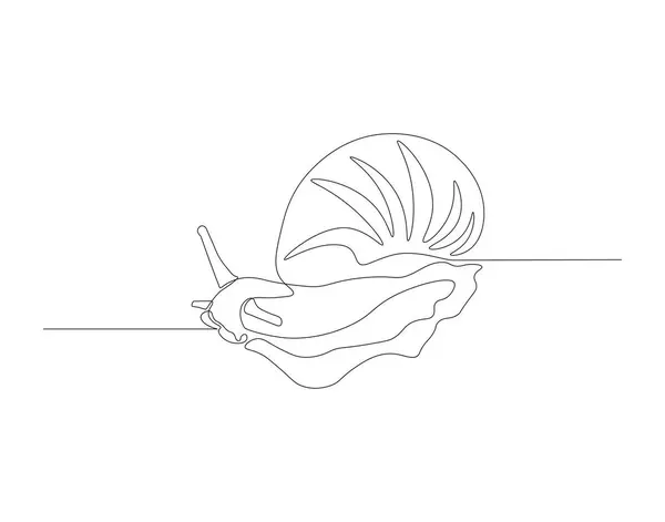 Continuous Line Drawing Snail One Line Escargot Shelled Animal Concept — Stock Vector