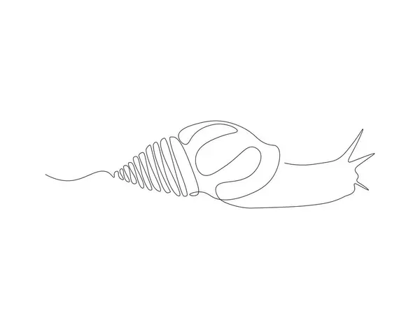 Continuous Line Drawing Snail One Line Escargot Shelled Animal Concept — Stock Vector