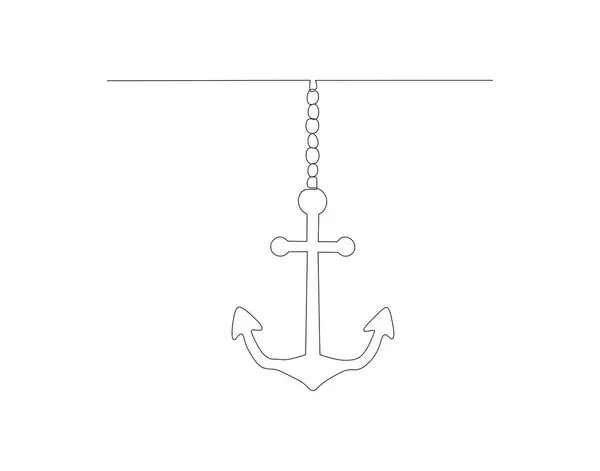 Continuous Line Drawing Sea Anchor One Line Sea Anchor Marine — Stock Vector