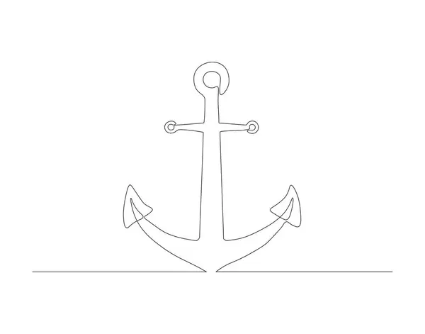 Continuous Line Drawing Sea Anchor One Line Sea Anchor Marine — Stock Vector