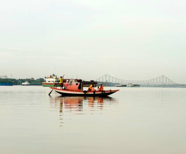 Ganj Nehri 'ndeki tekne Güzel manzara, Kolkata