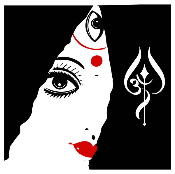 happy durga puja creative banner background design with goddess durga.  illustration indian festival