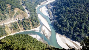 Beautiful landscape of Triveni Sangam ( confluence of Teesta and Rangit river ) taken from Lover''s Point, Darjeeling, West Bengal, India.  clipart