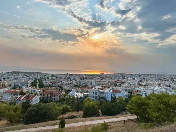 Yunanistan 'da Glyfada, Atina Riviera' nın panoramik manzarası