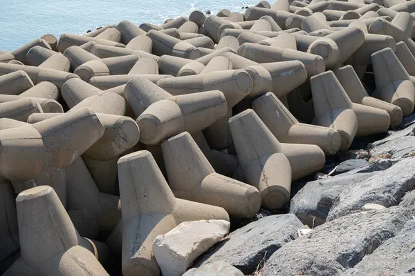 Deniz kıyısındaki beton dalgalanması, Tetrapod, TT fotoğraf yakın çekim