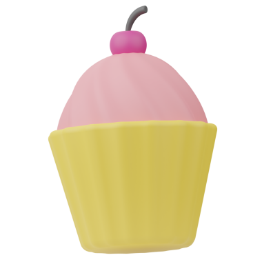 Cupcake 3D Görüntü Beyaz Arkaplanda İzole Edildi