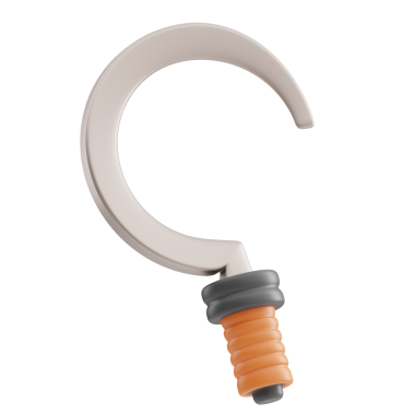 Orak 3B Görüntü Beyaz Arkaplanda İzole Edildi