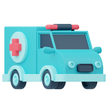 Ambulans 3D Görüntü Beyaz Arkaplanda İzole Edildi