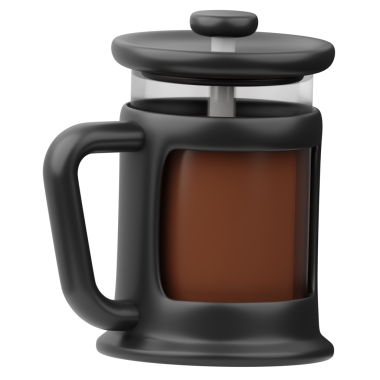 French Press 3D Görüntü Beyaz Arkaplanda İzole Edildi