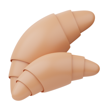 Kruvasan 3D Görüntü Beyaz Arkaplanda İzole Edildi