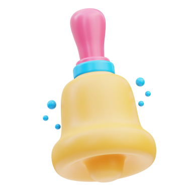 Okul Çanı 3D Görüntü Beyaz Arkaplanda İzole Edildi