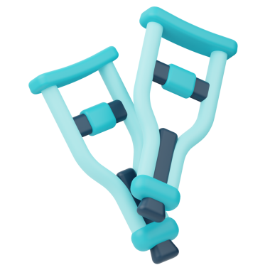 Koltuk değnekleri 3B Görüntü Beyaz Arkaplanda İzole Edildi