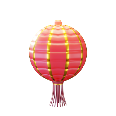 Çin Feneri 3D Görüntü Beyaz Arkaplanda İzole Edildi