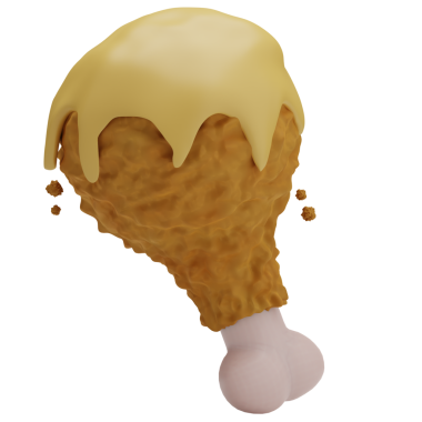 Kızarmış Tavuk 3 boyutlu Görüntü Beyaz Arkaplanda İzole Edildi 