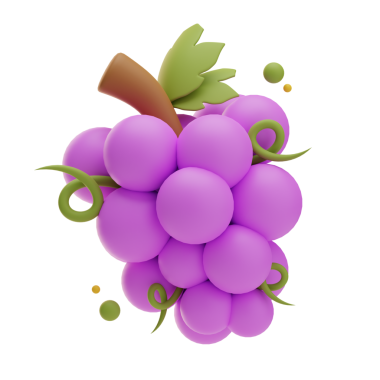 Üzümler, 3D Görüntü Beyaz Arkaplanda İzole Edildi