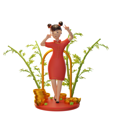 Paralı Kadın, Ingot, Bambu. Çin Yeni Yıl Kavramı. 3B Görüntü Beyaz Arkaplanda İzole Edildi