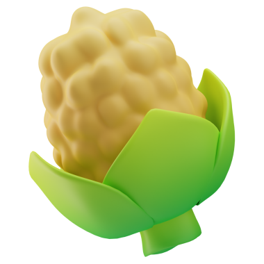 Mısır Sebze Simgesi, 3 boyutlu Görüntü Beyaz Arkaplanda İzole Edildi 