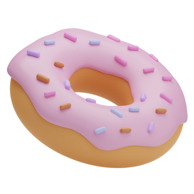 Gıda Donutları 3D Görüntü Beyaz Arkaplanda İzole Edildi 