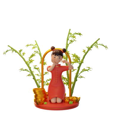 Paralı Kadın, Ingot, Bambu. Çin Yeni Yıl Kavramı. 3B Görüntü Beyaz Arkaplanda İzole Edildi