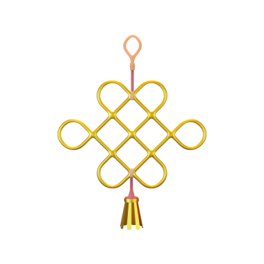 Altın Asya Dekorasyonu 3D Görüntü Beyaz Arkaplanda İzole Edildi 