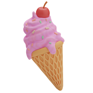 Yiyecek Dondurması 3D Görüntü Beyaz Arkaplanda İzole Edildi 