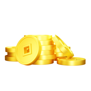 Altın Asya Sikkeleri 3D Görüntü Beyaz Arkaplanda İzole Edildi